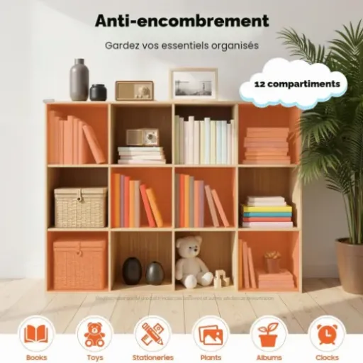 Test Bibliothèque 12 Compartiments 120x30x90 : simple, pratique et sans chichis pour ranger ses bouquins