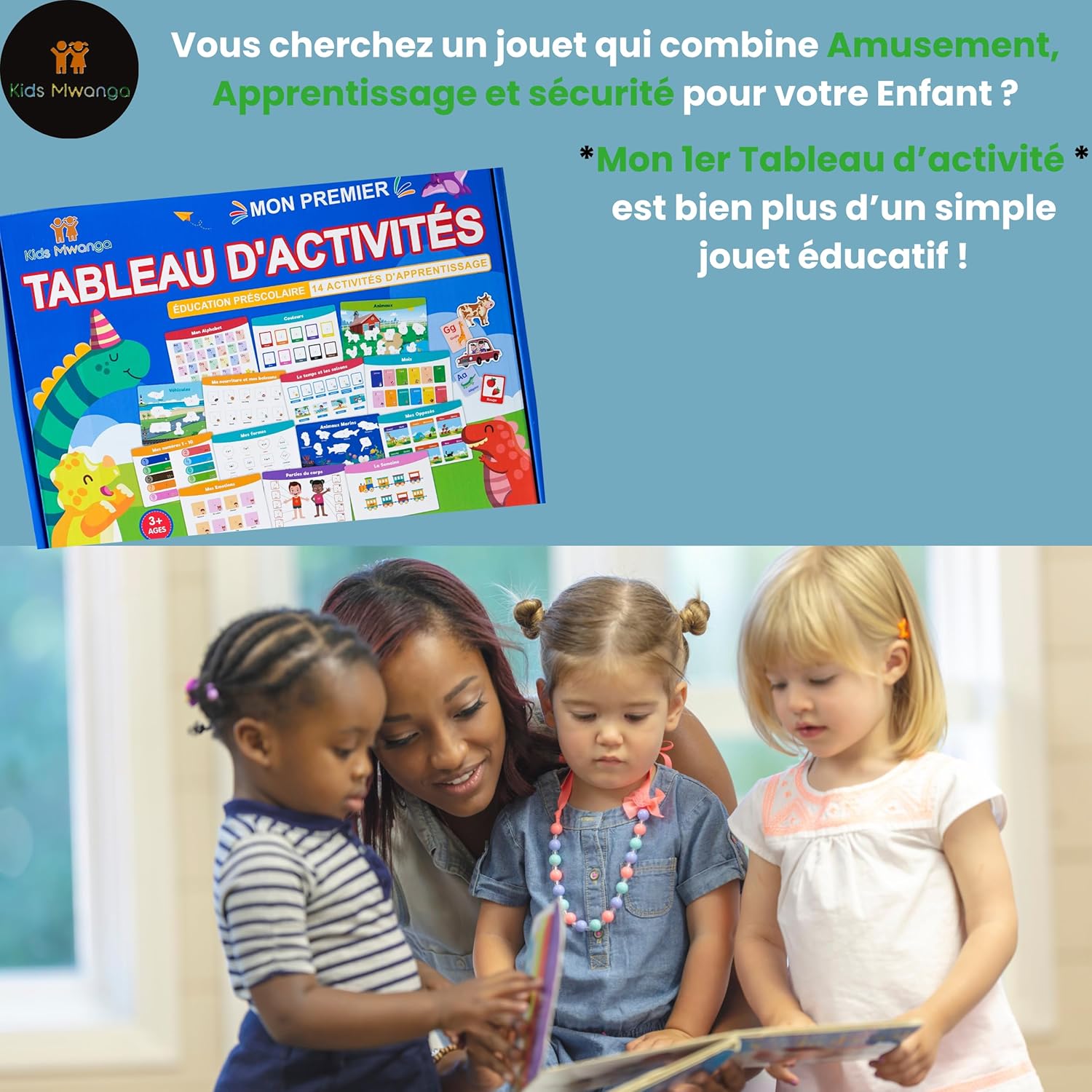 Book d'activités sensorielles Montessori - Busy Board éducatif et sécurisé pour Enfants 2-6 Ans, idéal pour Le développement cognitif et motricité, Parfait Cadeau ou Voyage