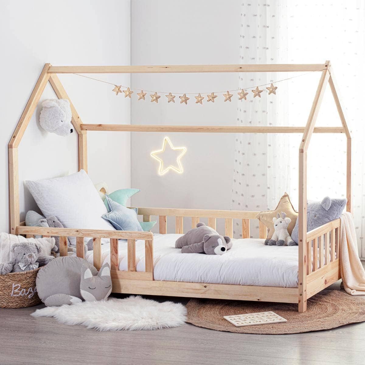 Atmosphera - Lit cabane Enfant Bosco - Bois 90x190 cm Lit Cabane 90x190cm