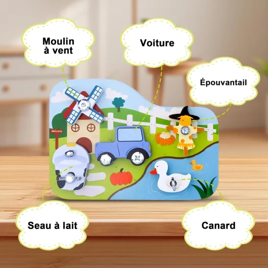 Jouet Montessori en Bois – Planche à Visser sur Le thème de la Ferme, Jeu de motricité Fine pour Enfants de 3, 4 et 5 Ans, Jouet éducatif et Cadeau pour Filles et garçons (17 pièces) Montessori Jouet(Série Ferme)