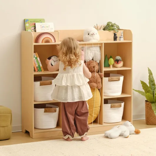 Rangement pour Animaux en Peluche, Organisateur à 3 étagères cubiques, étagère à Livres et Jouets pour Salle de Jeu, crèche et Maternelle