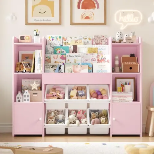 Test FOREHILL Meuble Rangement Enfant : un gros meuble rose qui met (un peu) d’ordre dans la chambre