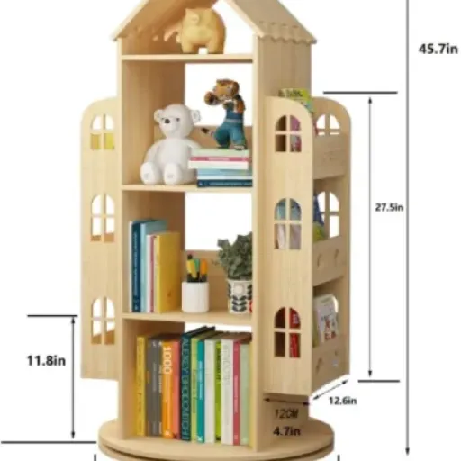 Test Bois Massif Étagère rotative 360° Heehee : la petite bibliothèque qui fait gagner de la place dans la chambre