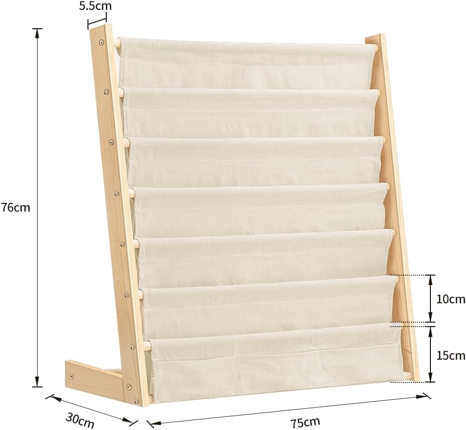 Bibliothèque Étagère à Livres Étagère de Rangement pour Enfants,6 Étages Métal Bibliothèque avec Compartiments de Rangement-75 * 30 * 79cm-Couleur Bois (1pc) 75*30*79cm--couleur Bois (1pc)