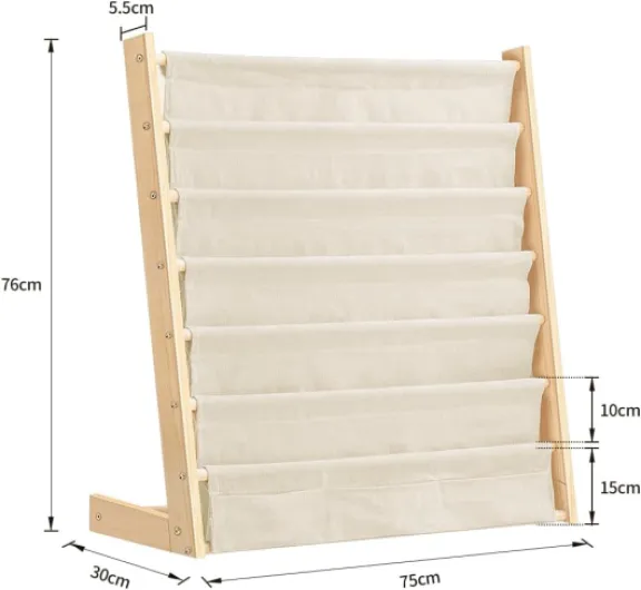 Bibliothèque Étagère à Livres Étagère de Rangement pour Enfants,6 Étages Métal Bibliothèque avec Compartiments de Rangement-75 * 30 * 79cm-Couleur Bois (1pc) 75*30*79cm--couleur Bois (1pc)