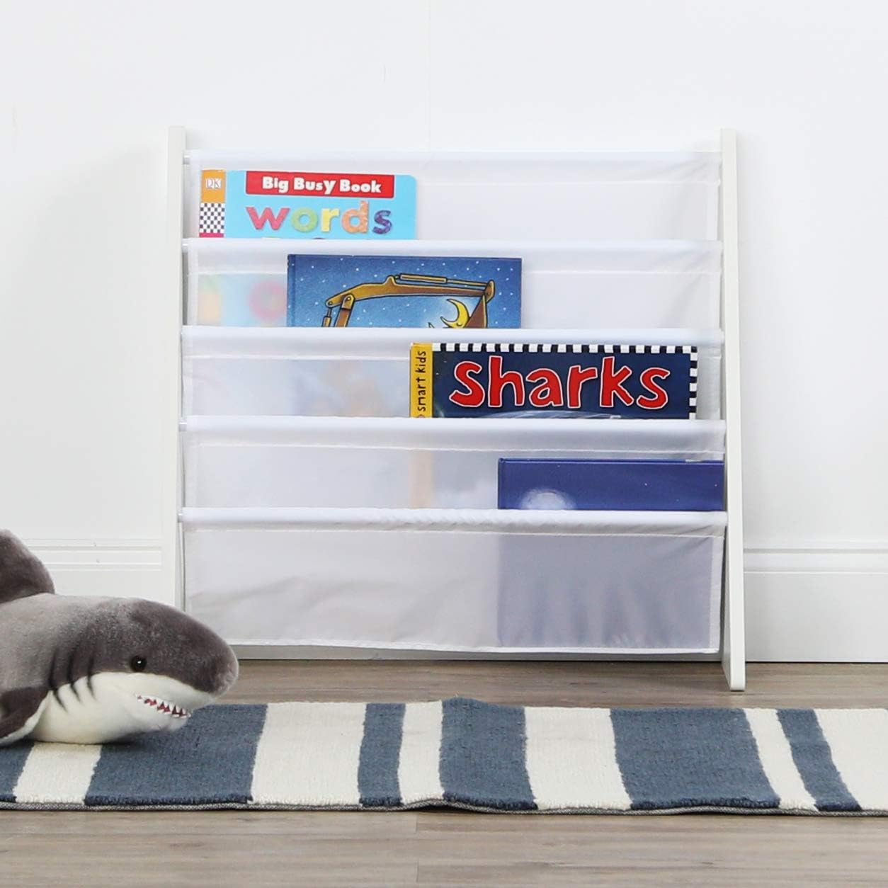 , bibliothèque pour Enfants, Rangement sur 4 Niveaux, Porte-Livres pour Enfants, étagère, Blanc/Blanc Blanc / Blanc