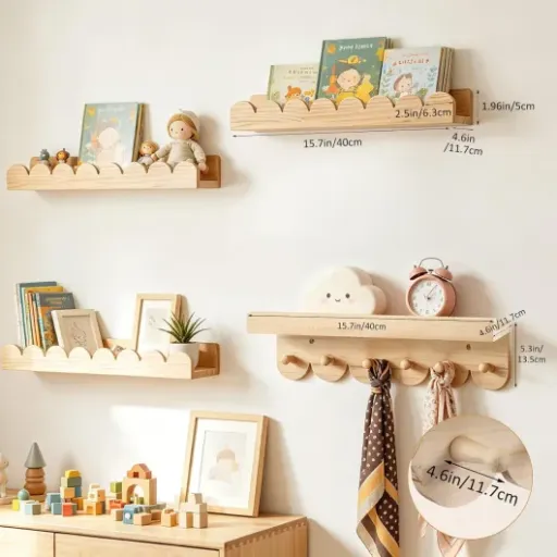 Test lot de 4 étagères murales enfant 40 cm : du rangement simple qui fait le job dans une chambre d’enfant