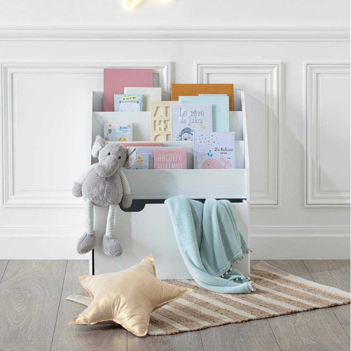 Atmosphera - Bibliothèque Enfant - bac à roulettes - Blanc H70 cm