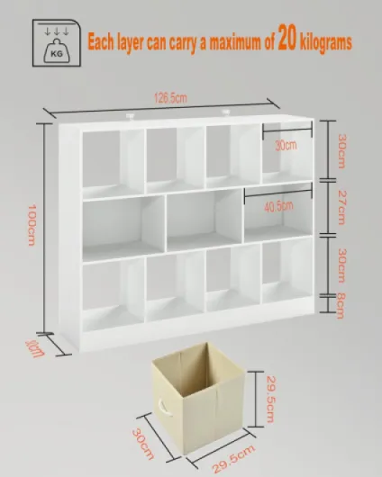 Montessori Bibliotheque Enfant Blanc avec Passe-Cable, Grand Meuble Rangement Jouet Enfant, Etagere de Chambre Separateur de Piece Anti-basculement,126x30x100cm 126 x 30 x 100 CM Blanc
