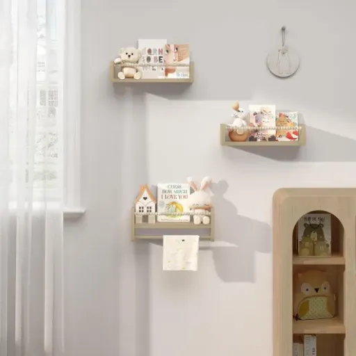 Test WOLTU Étagère Murale pour Enfant (lot de 3) : du bois simple qui fait le job dans une chambre d’enfant