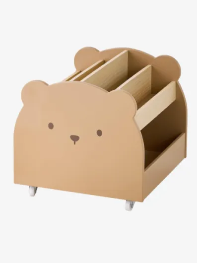 Bibliothèque enfant à roulettes OURSON moka TU
