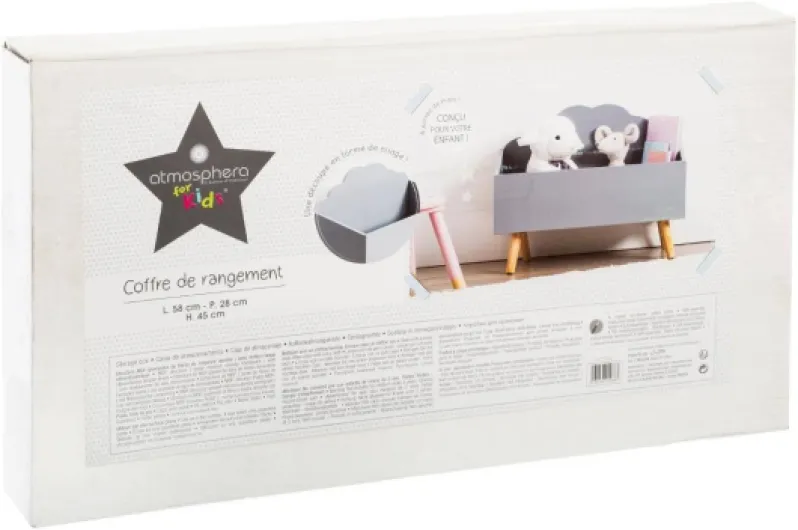 ATMOSPHERA CREATEUR D'INTERIEUR Coffre à Jouets Meuble de Rangement - Forme Nuage - Coloris Gris